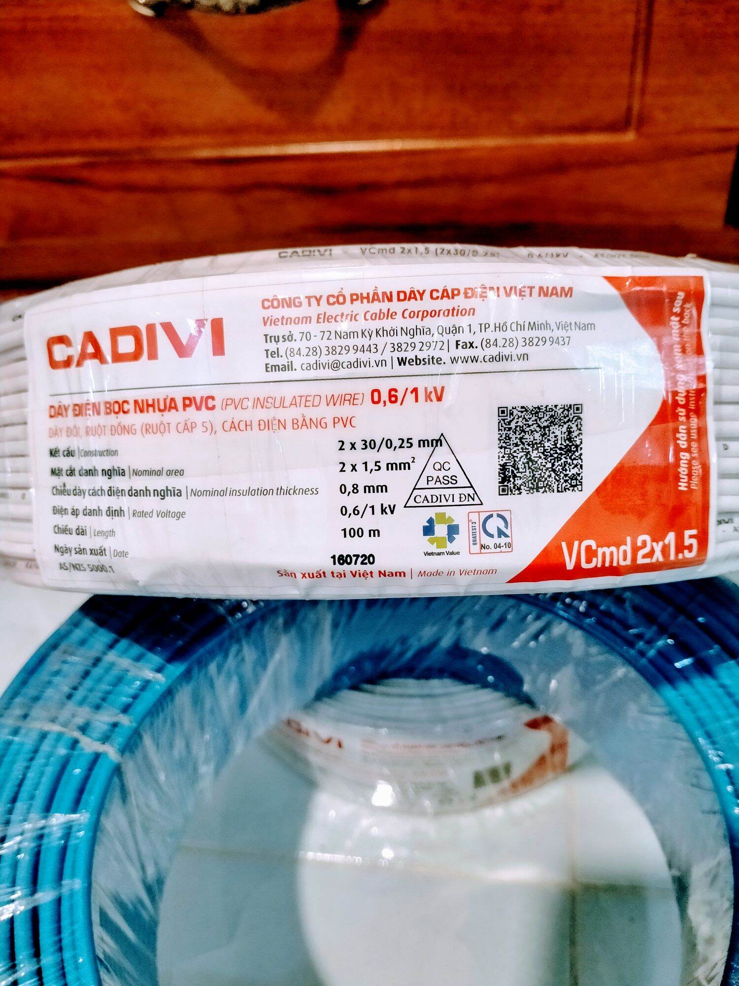Dây điện đôi mềm Cadivi 2x1.5 (2x30)