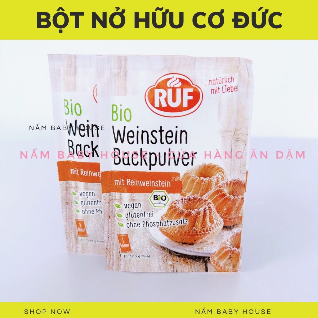 Date 3/2025 Bột nở hữu cơ RUF Đức làm bánh pancake, muffin cho bé