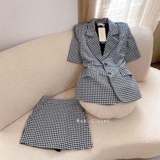 Set áo cổ vest, áo blazer nữ kèm chân váy