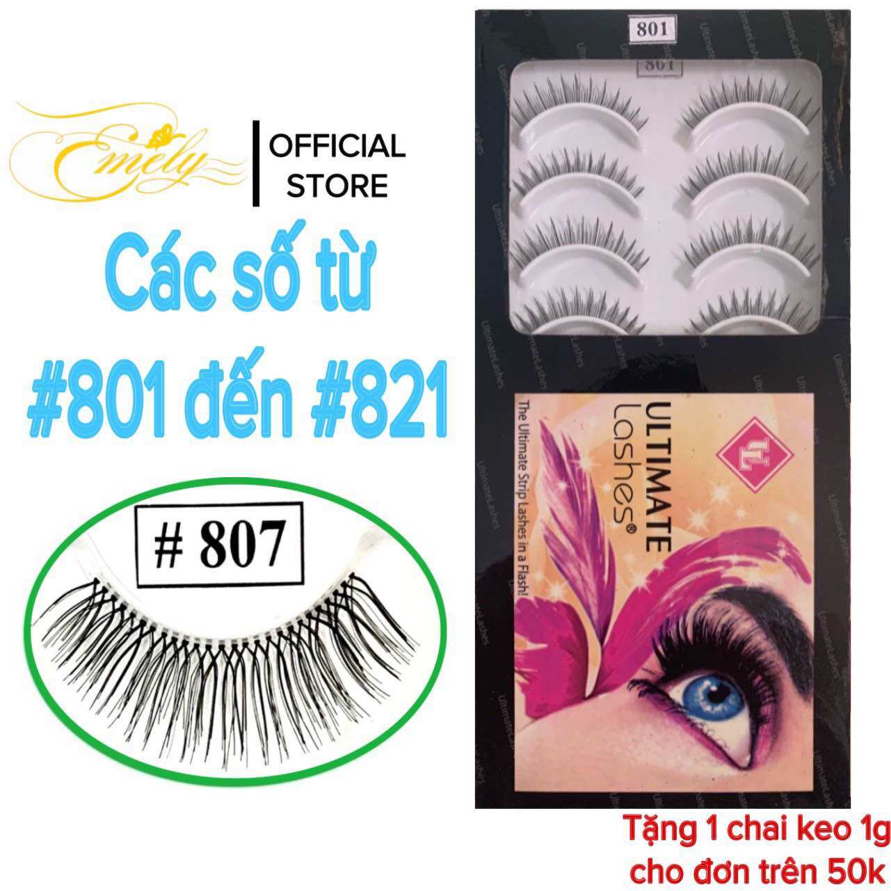 Mi giả gân trong từ #801 đến #821 (hộp 10 cặp)
