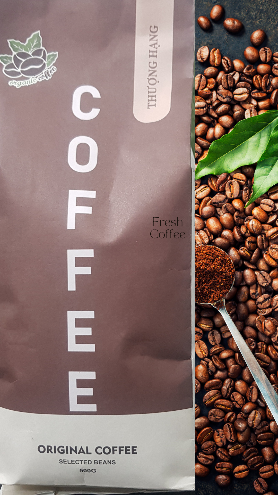 Cà phê rang mộc Robusta nguyên chất 100% gói 500g
