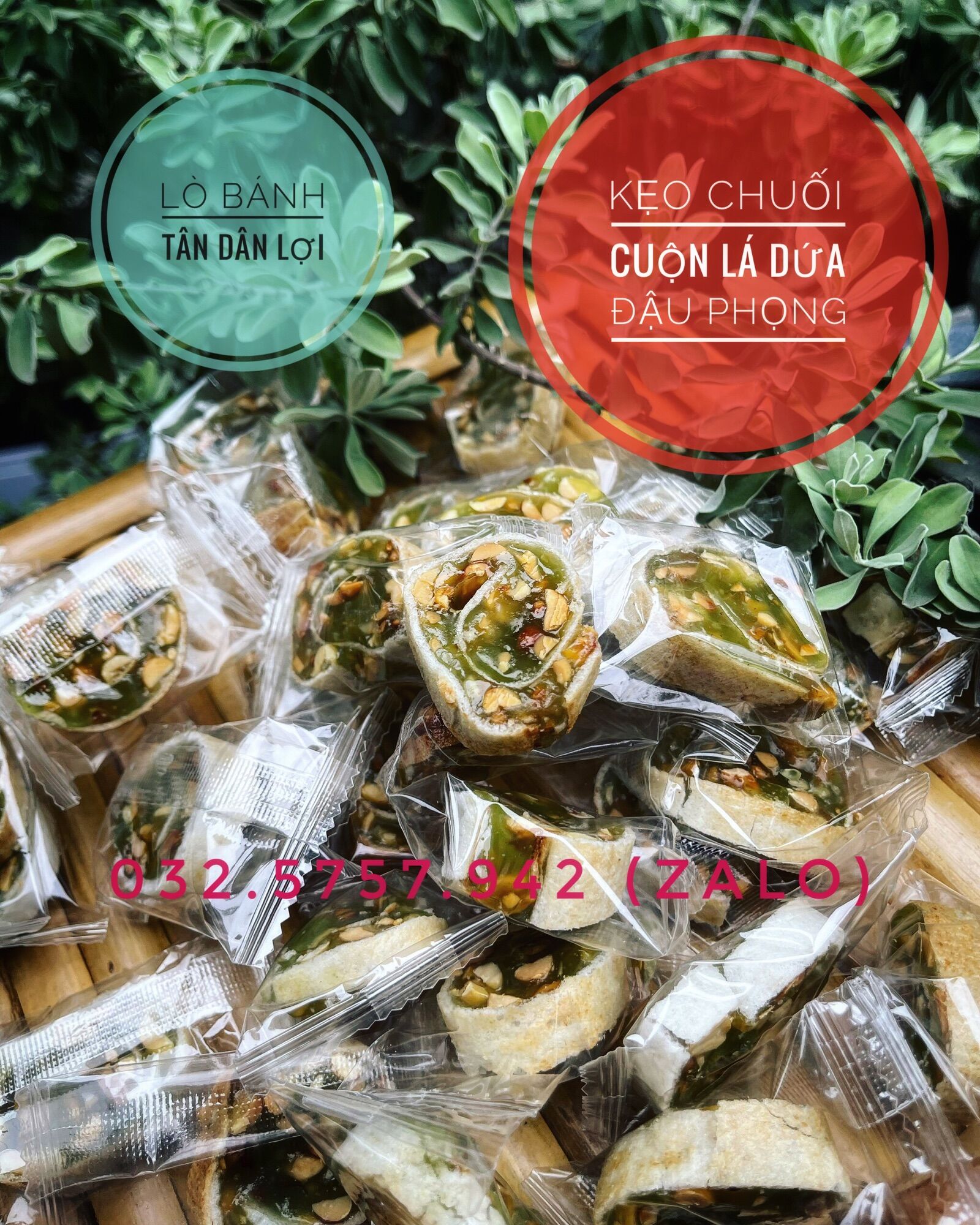 [ 1kg kẹo ] kẹo chuối cuộn lá dứa đặc sản Bến Tre - Tân Dân Lợi