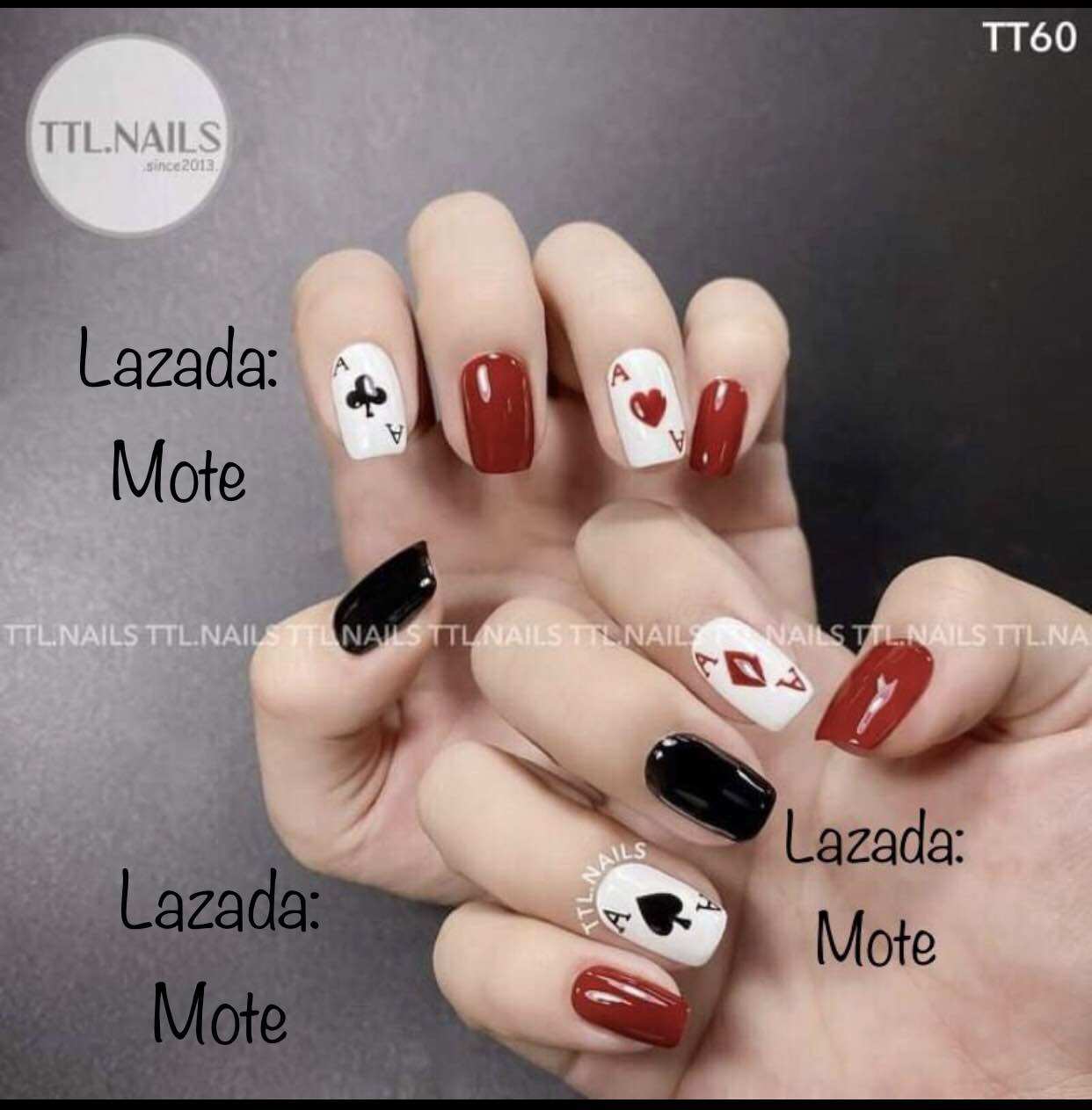 Móng tay úp nails Lá bài Tết thiết kế