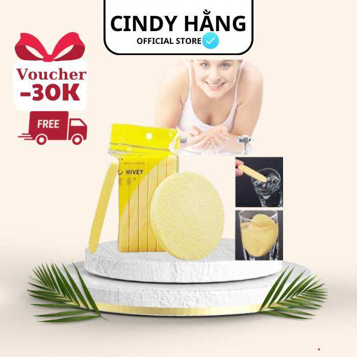 [HCM]Miếng mút rửa mặt - Bông nở rửa mặt Chivey ( 1 gói 12 thanh )