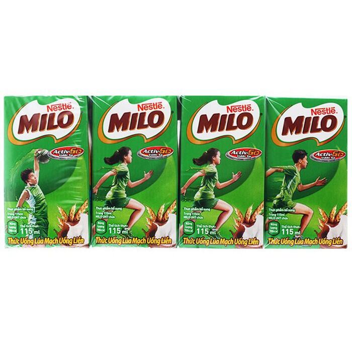 Thức Uống Lúa Mạch 1 Lốc 4 Hộp Sữa Nestlé Milo Ít Đường 115ml Hộp