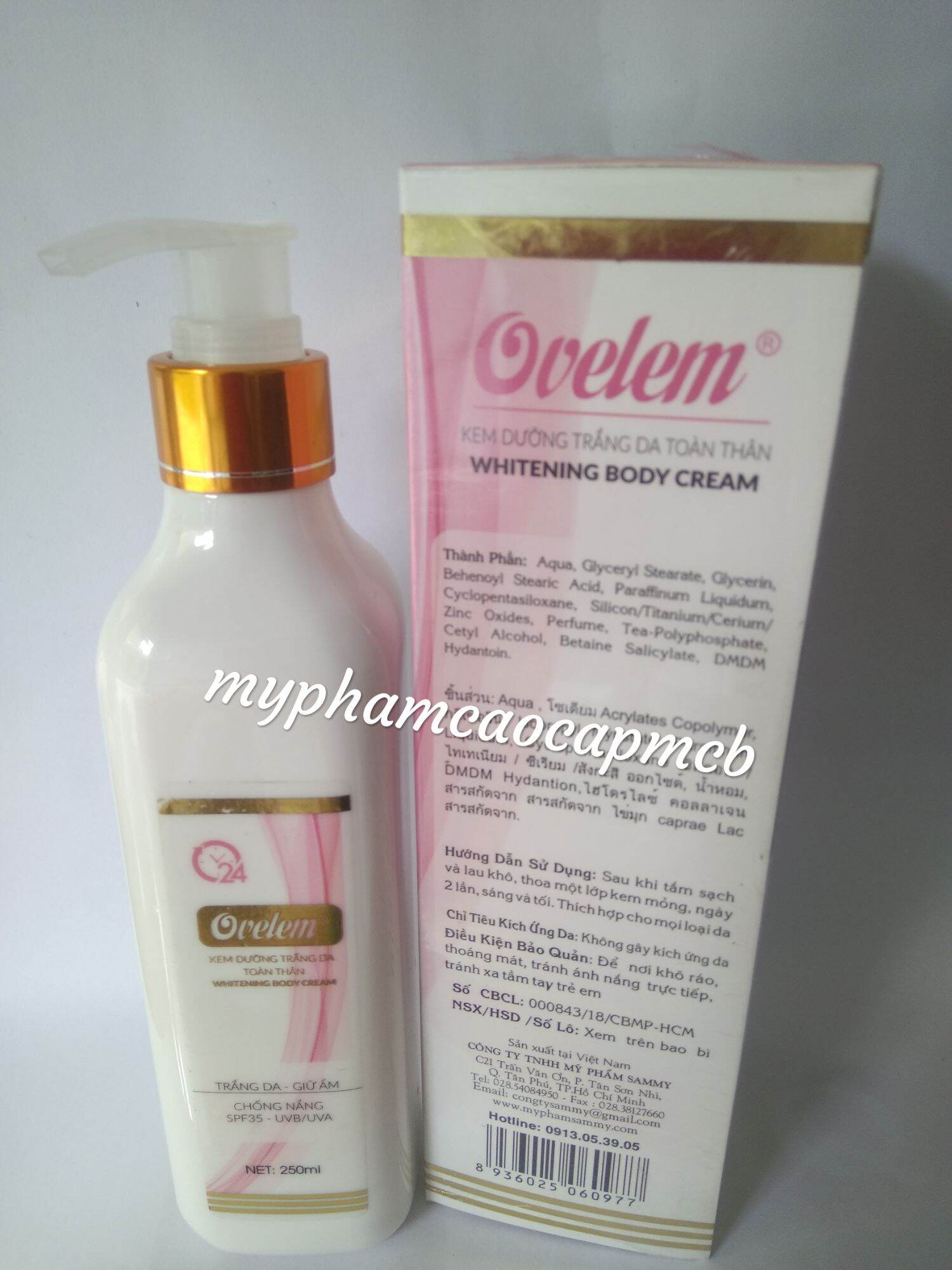 kem trắng da toàn thân ovelem 250ml
