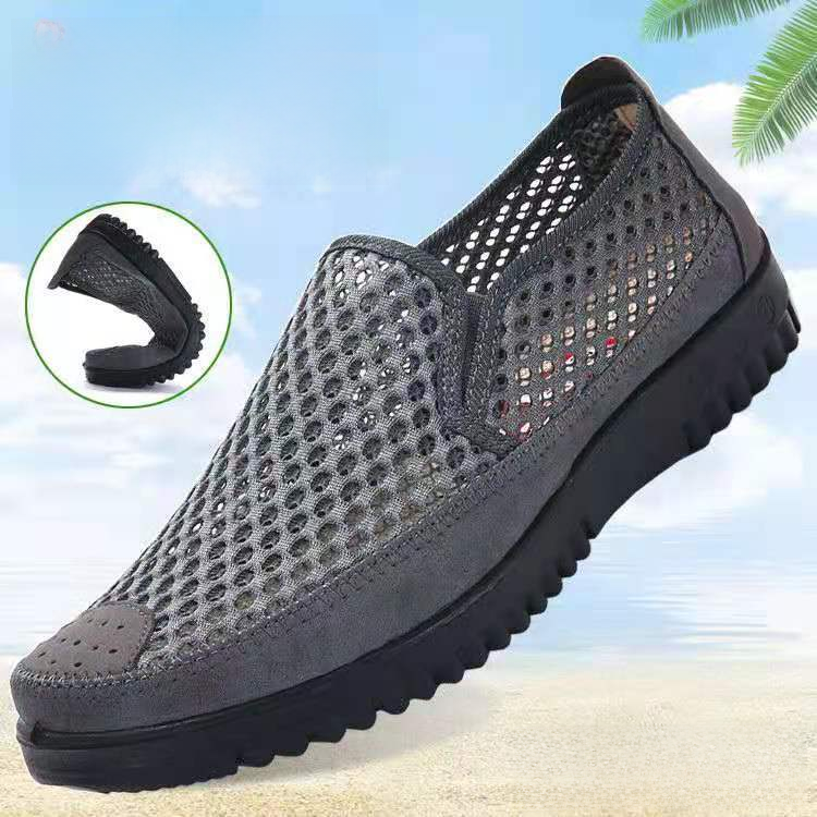 Giày Lưới Nam Dép Đế Bằng Giày Công Sở Thoáng Khí Mùa Hè Giày Lười Có Dây Co Giãn Để Sử Dụng Hàng Ngày