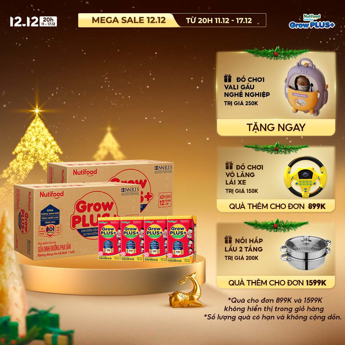 [HCM/HN - GIAO HÀNG HỎA TỐC] Combo 2 Thùng Sản Phẩm Dinh Dưỡng Pha Sẵn Nutifood GrowPLUS+ Suy Dinh Dưỡng - Trên 1 Tuổi - Tăng Cân, Tăng Chiều Cao (48 Hộp x 110ml)