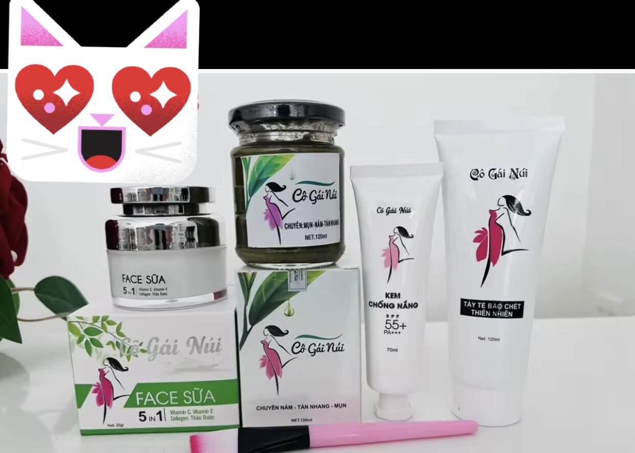 Combo 1 kem Face sữa + 1 lọ cao lá + 1 chống nắng tặng 1 tẩy tế bào chết Cô Gái Núi