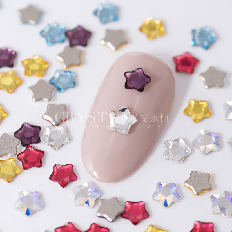 Sản phẩm chính hãng hoa sao pha lê áo trang sức diy pha lê 4mm đế bằng 2754 kim cương sao gắn đá làm móng