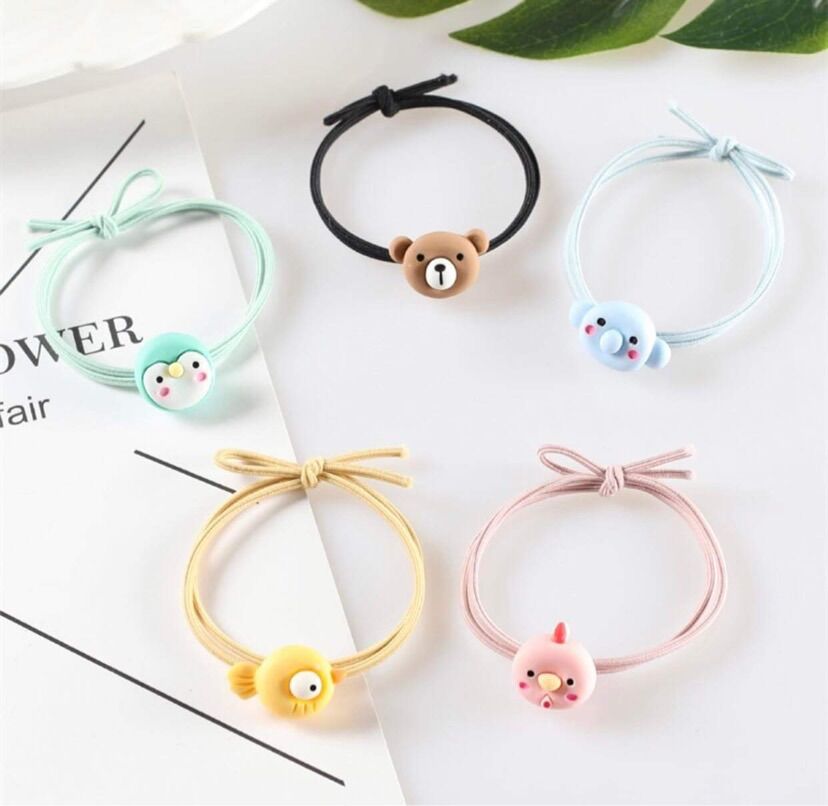 SET 5 DÂY CỘT TÓC, THUN BUỘC TÓC THÚ HOẠT HÌNH THỜI TRANG NỮ