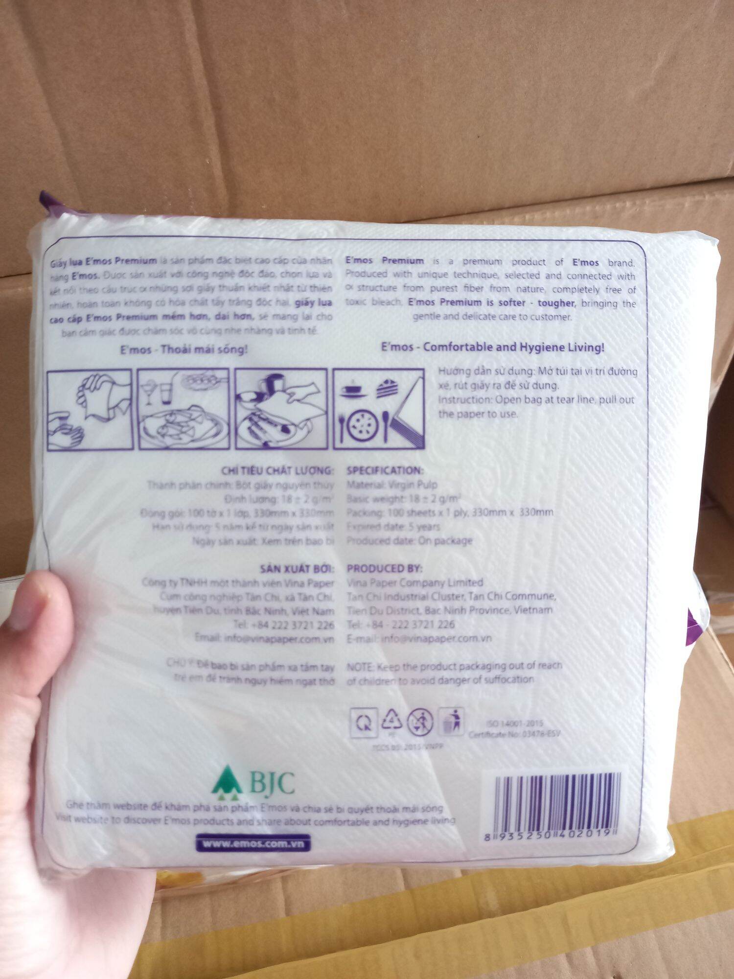 Giấy ăn Cao Cấp E'Mos premium 100 Tờ.