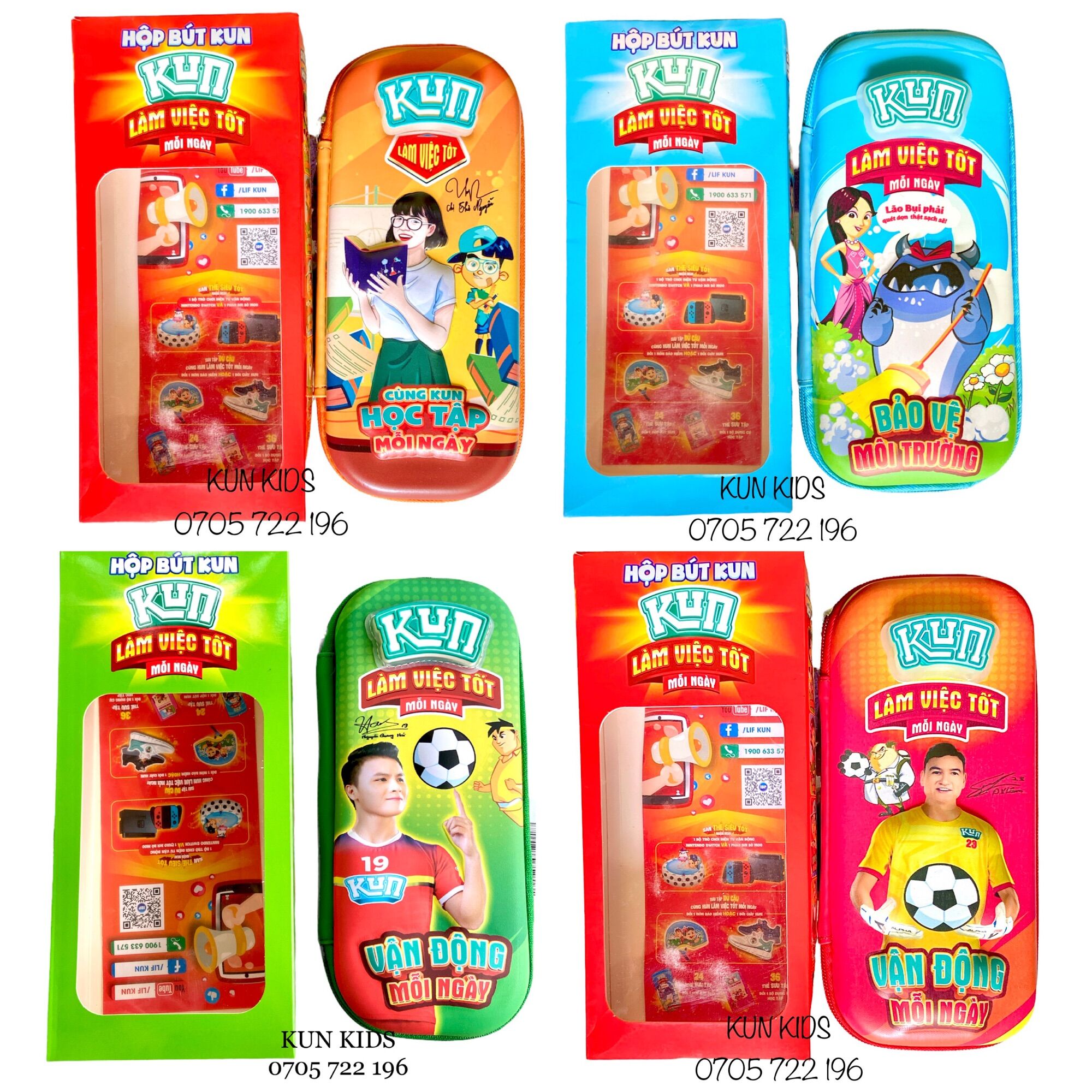 Hộp bút kun bọc vải in hình 3D - Hộp bút khuyến mãi sữa Kun