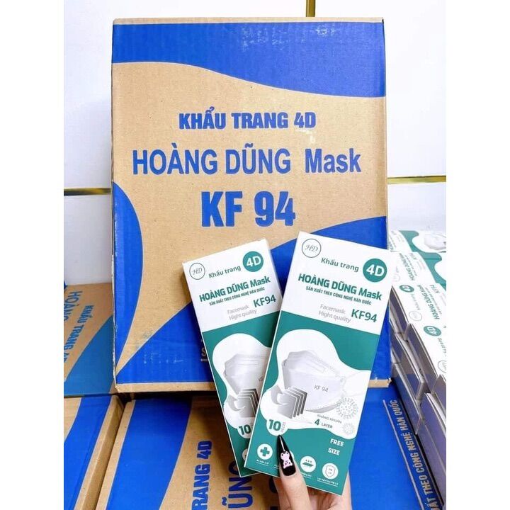 Thùng 300 cái khẩu trang kf94 hoàng Dũng hàng chuẩn 4 lớp kháng khuẩn ko mùi ko đau tai
