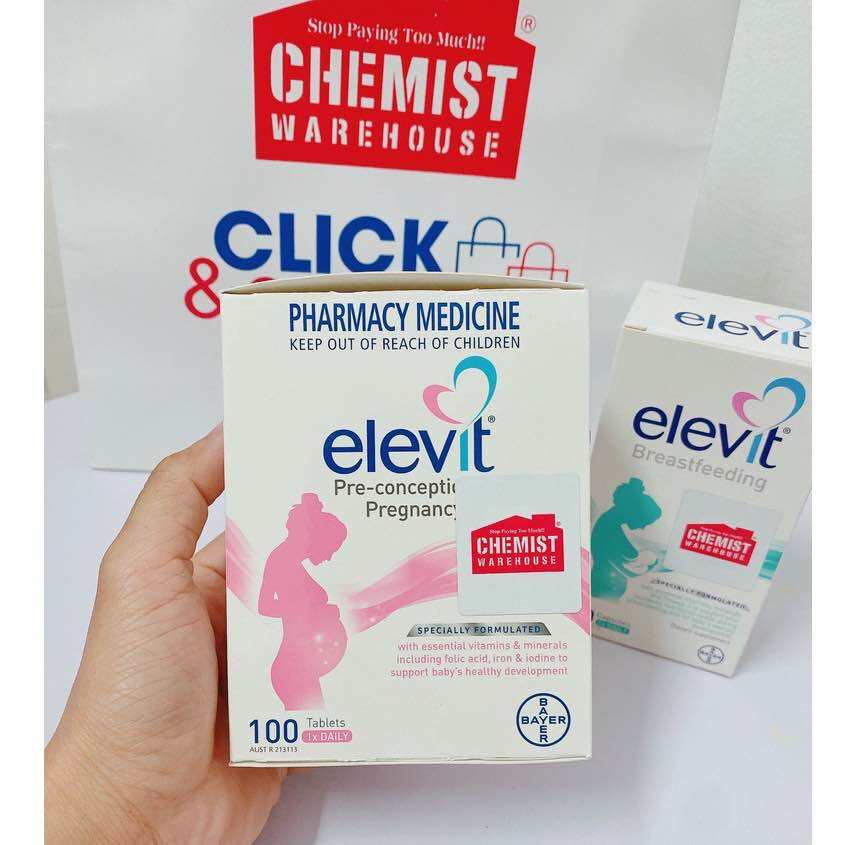 Tem Chemist - Date 2026 Vitamin tổng hợp Elevit bầu và Elevit Sau sinh -