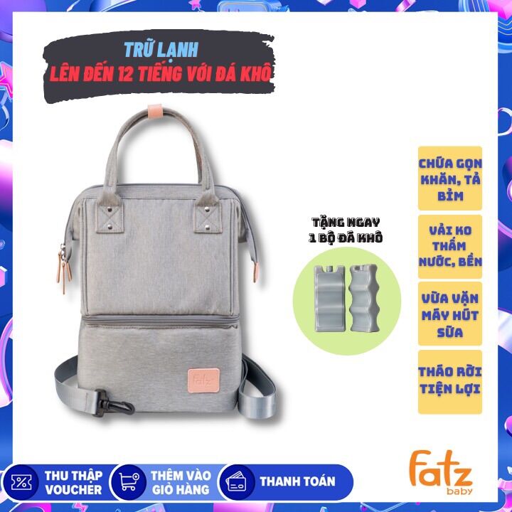 Balo bỉm sữa kết hợp túi bảo quản sữa multifit fatz