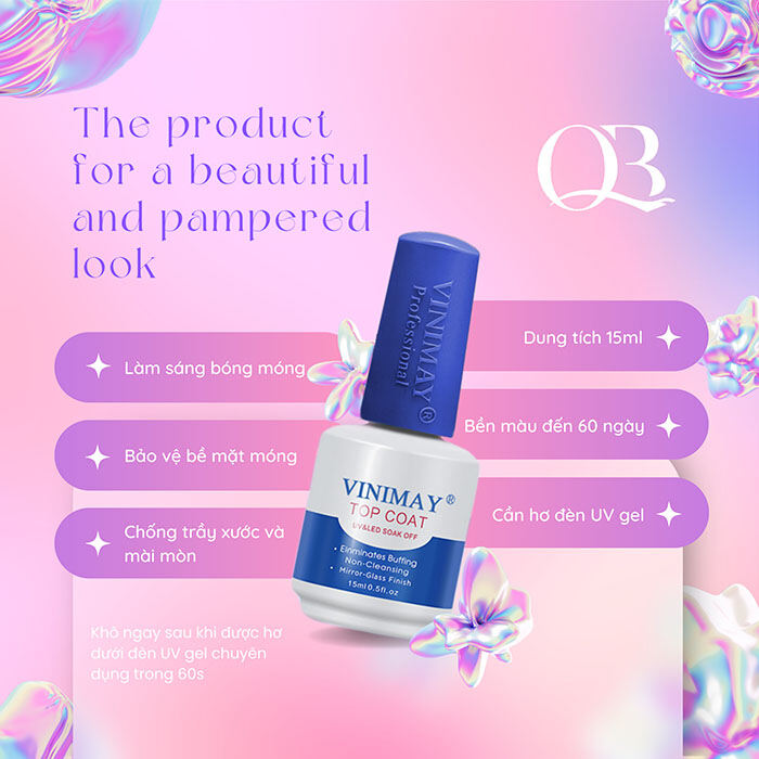 Sơn gel cứng móng liên kết top bóng Vinimay