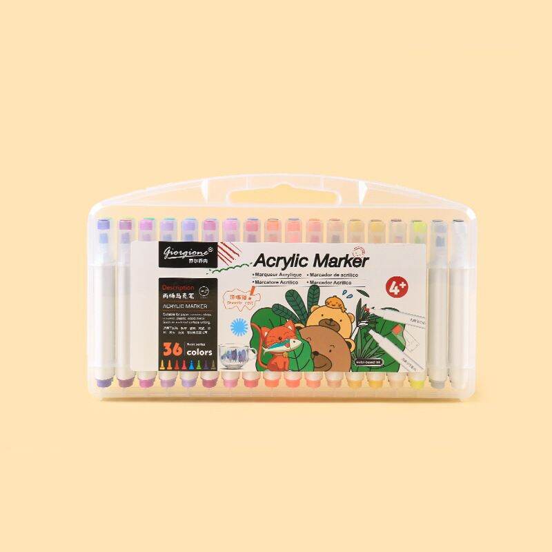 Bộ bút marker acrylic giorgione thân trắng , thân màu . vẽ mọi chất liệu, mực không phai