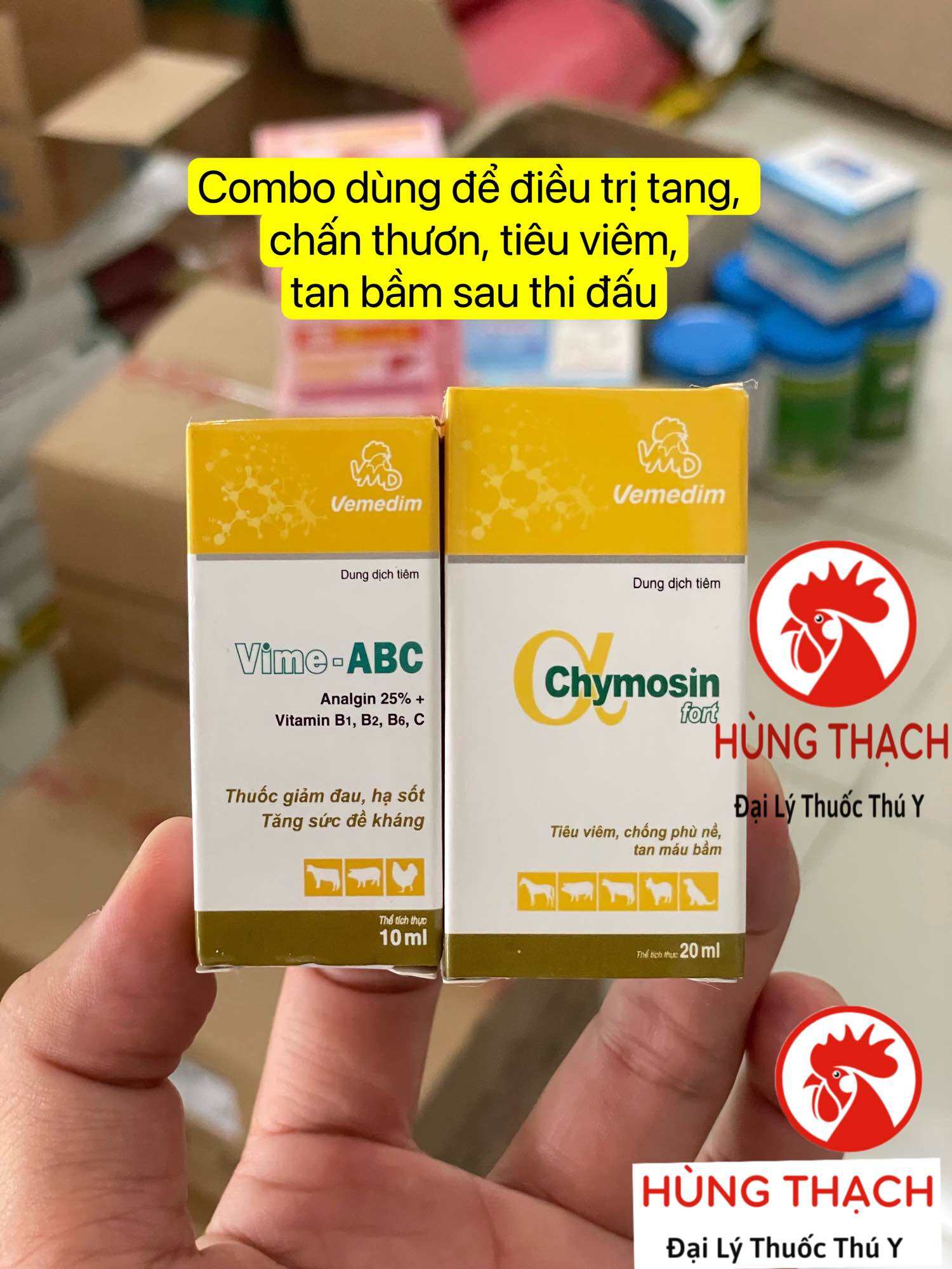 Combo trị tang Chymosin 20ml & vime ABC 10ml cho gà đá bị tang, bị thương, bầm tím, sưng đau, hạ sốt