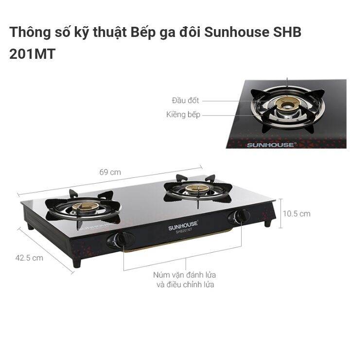 Bếp ga đôi Sunhouse SHB 201MT hàng trưng bày