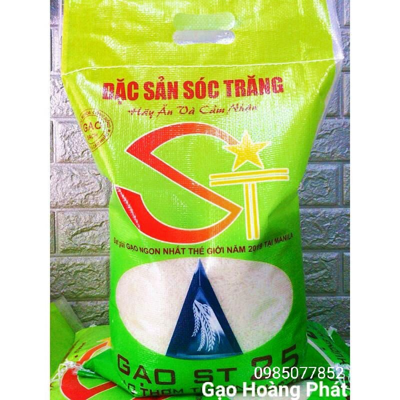 Gạo ST25 (Dẻo Nhiều ,Ngọt cơm ,Thơm nhiều).Bao 5kg