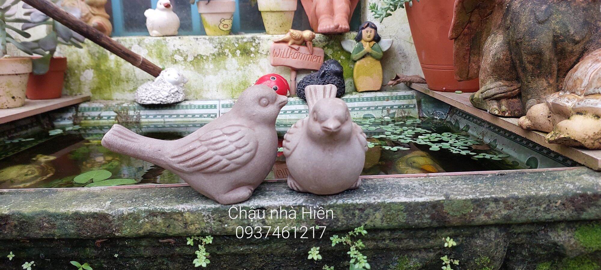 Chim đất nung trang trí sân vườn tiểu cảnh