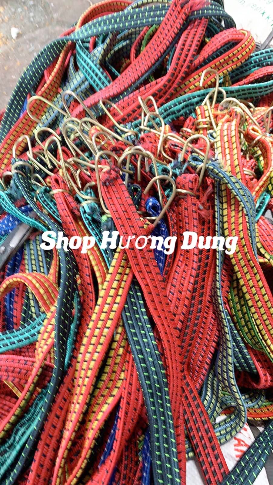 Dây chun dây ràng chằng buộc hàng nhiều màu bản rộng 2 móc