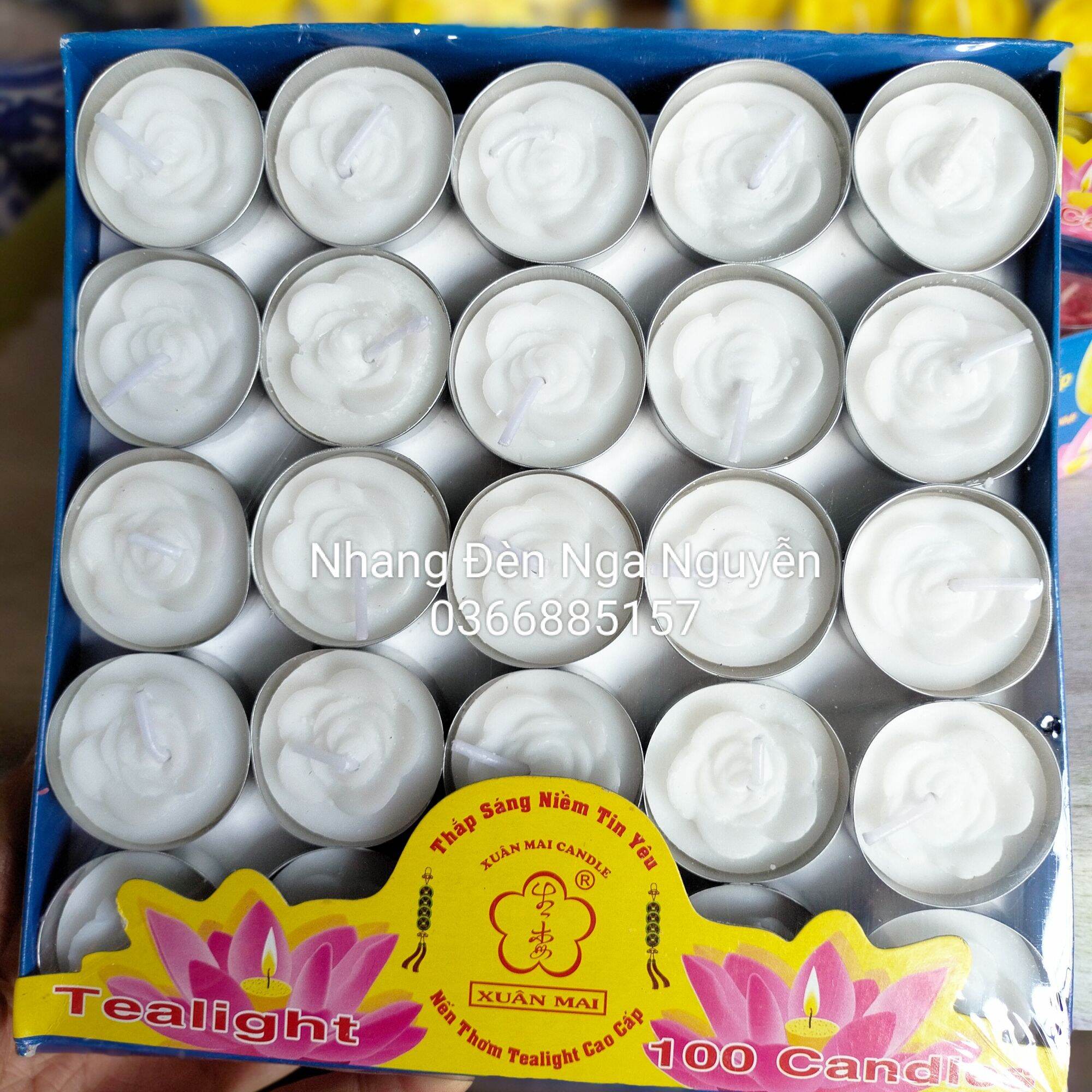 Nến Tealight Hoa Mai cháy đủ 4 giờ 100 viên