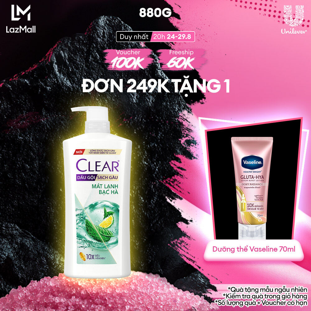 Dầu gội sạch gàu Clear Mát Lạnh Bạc Hà 880g