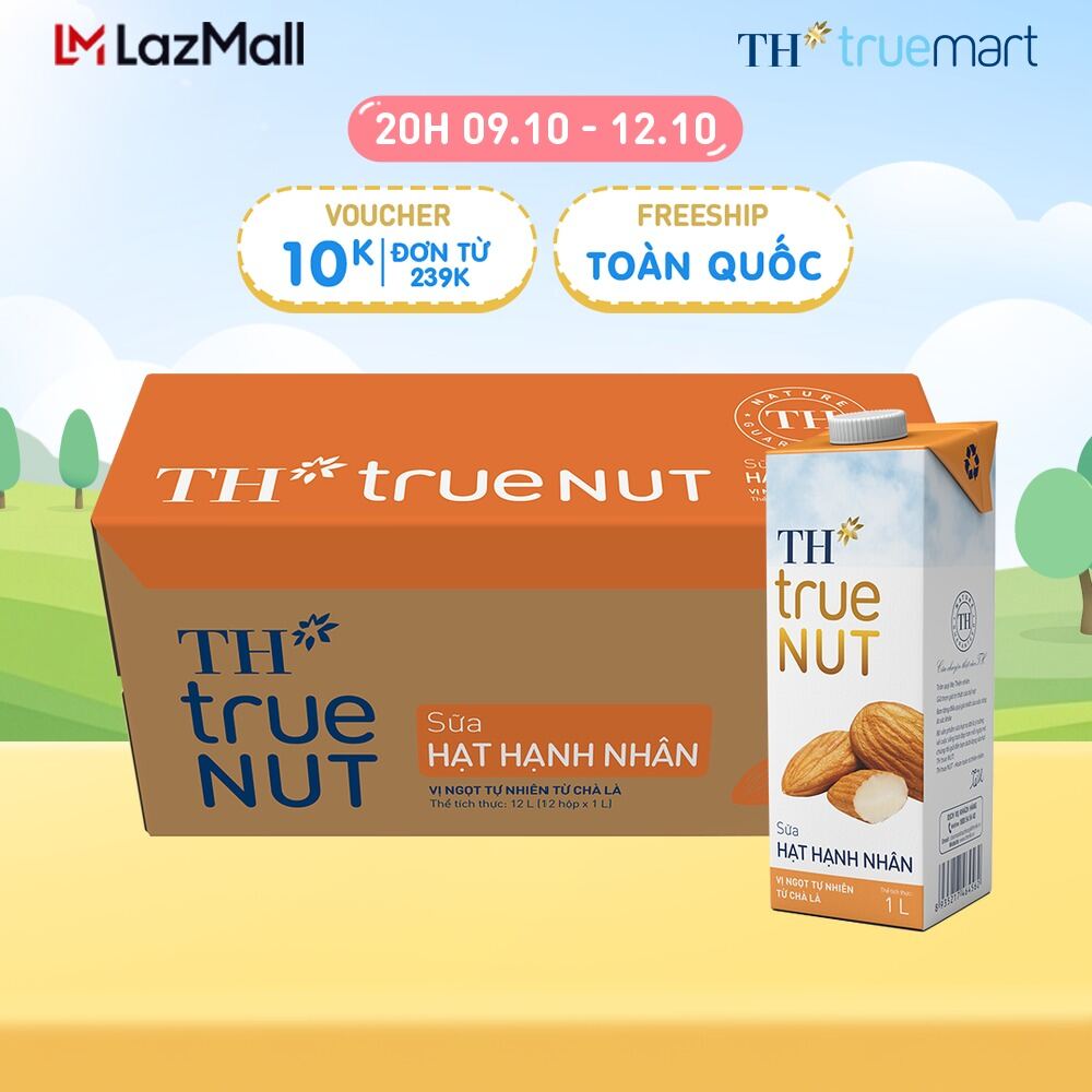Thùng 12 hộp sữa hạt hạnh nhân TH true NUT 1 L (1 L x 12)