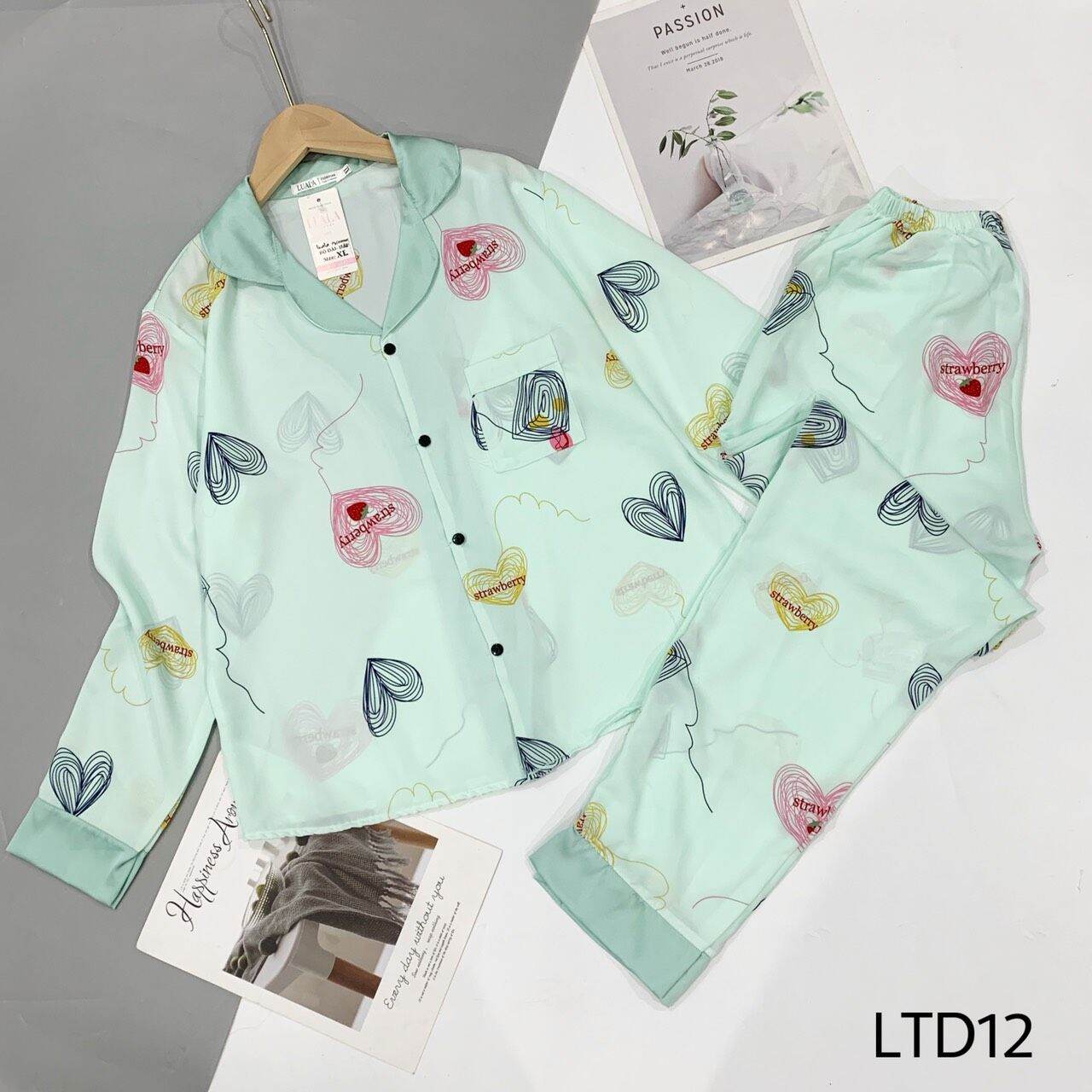 Bộ Pijama lụa mango tay dài có size