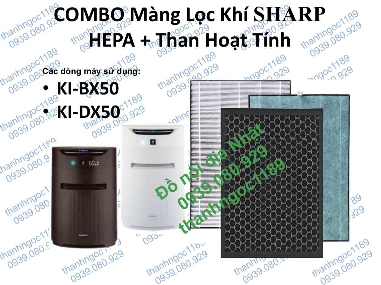 Combo Hepa + Than hoạt tính máy lọc không khí Sharp KI-BX50,KI-DX50