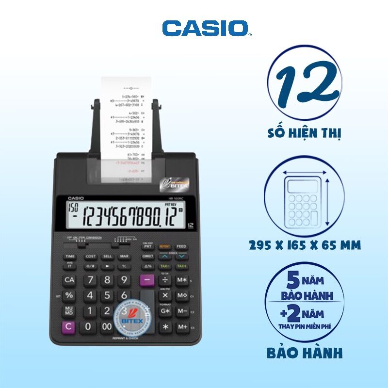 Máy tính in giấy casio hr-100rc