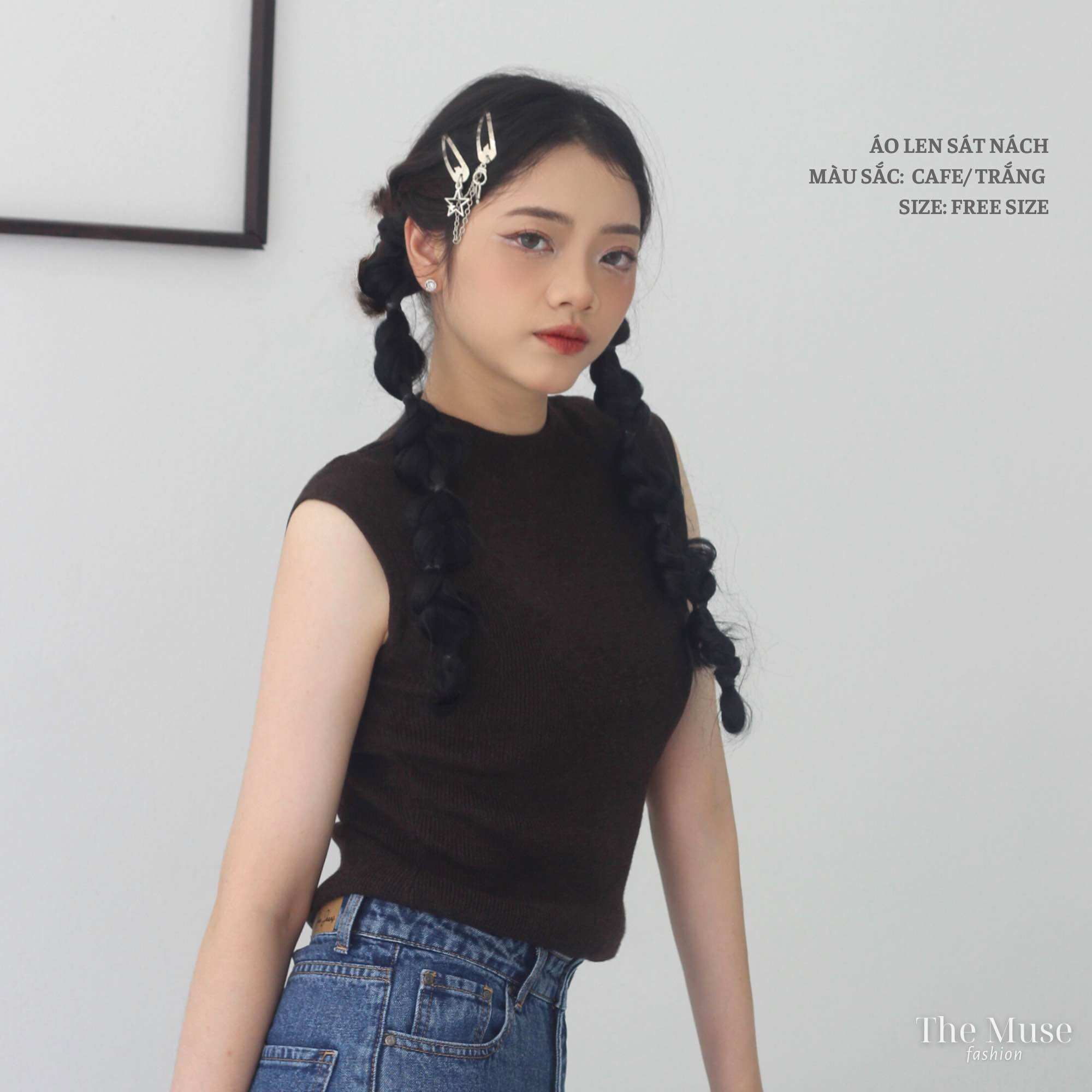Áo len nữ mùa thu đông, áo len tăm cổ tròn, áo len sát nách, kiểu dáng basic cá tính Thời trang thu đông