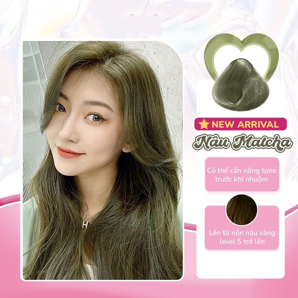 Thuốc Nhuộm Tóc Màu NÂU MATCHA Không Tẩy