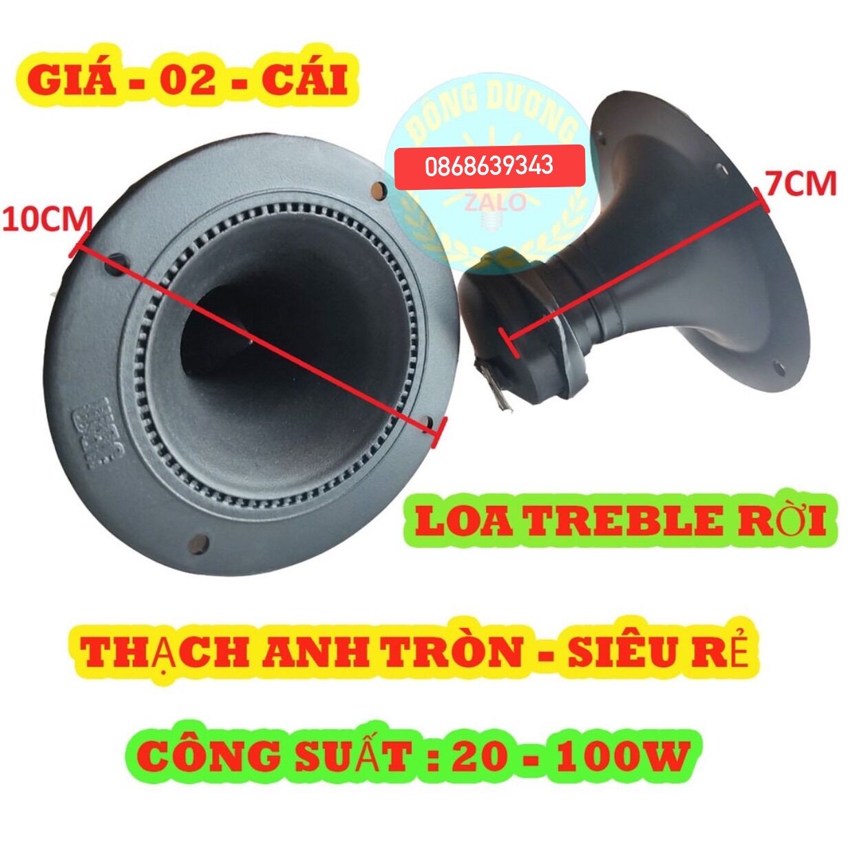 Bộ 2 chiếc loa treble thạch anh tròn 10cm - giá 2 chiếc