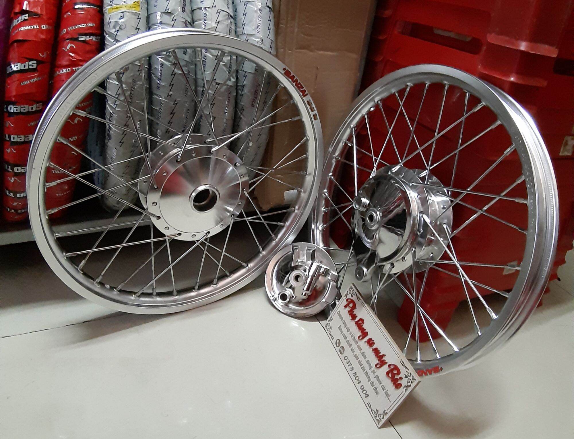 bánh căm WAVE RIM niềng nhôm BANZAI 1.4 trước sau kèm 2 má đùm trước sau