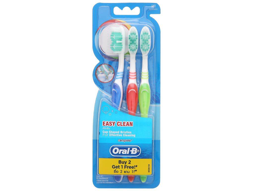 Bàn chải đánh răng Oral-B lông mềm Easy Clean vỉ 3 cây