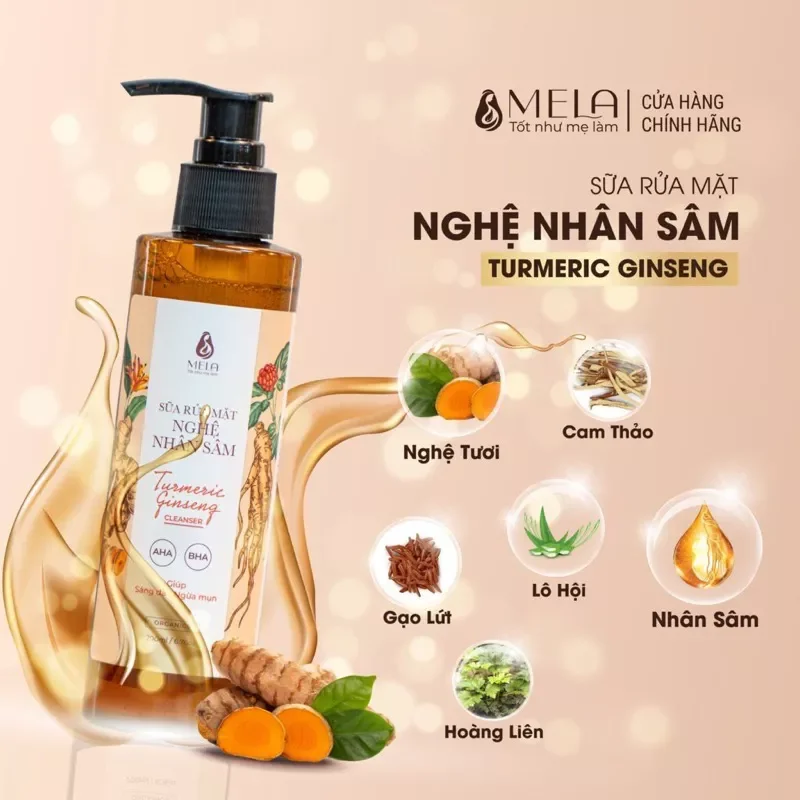 sữa rửa mặt nghệ mela nhân sâm