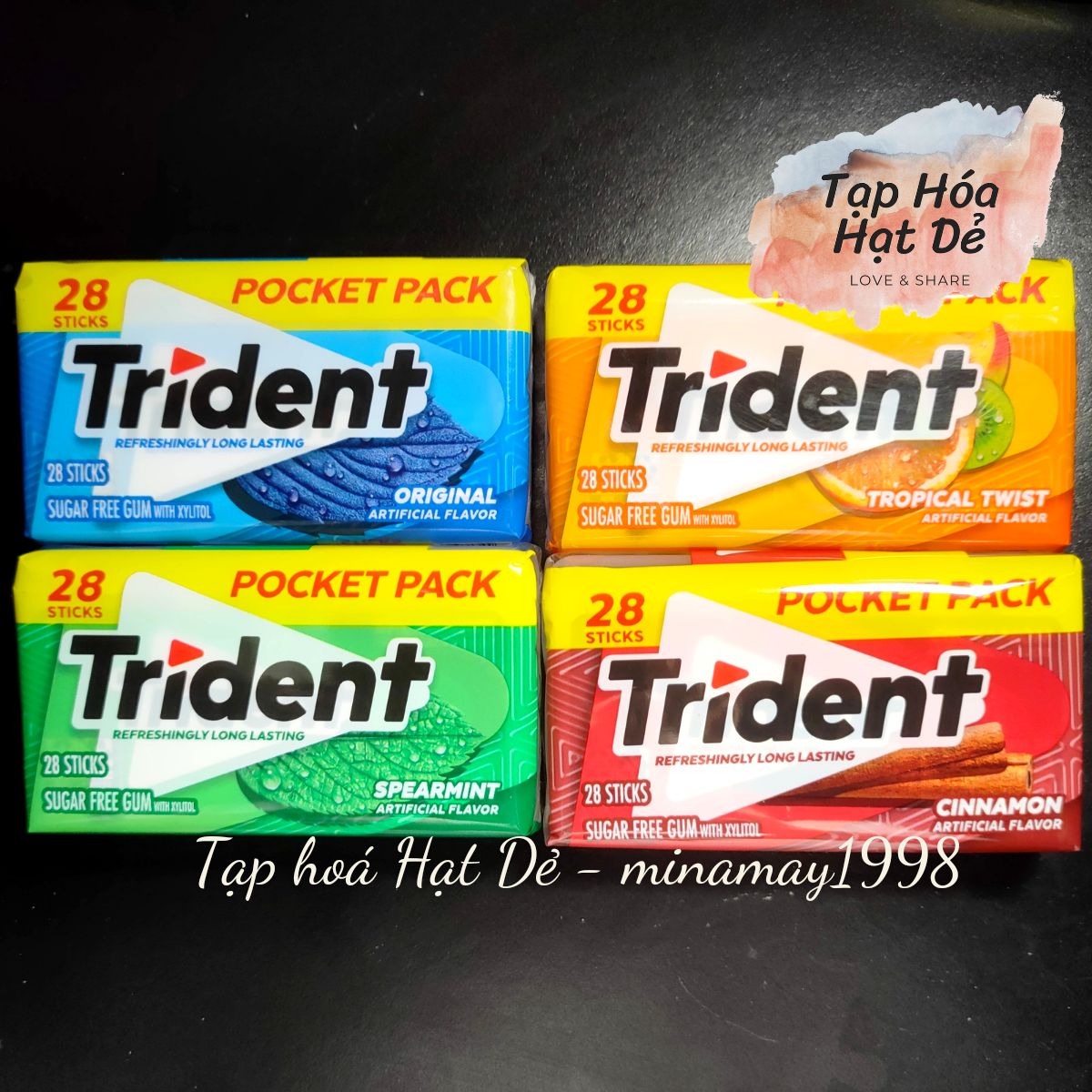 Kẹo gum không đường Trident hộp 28 tép - Pocket Pack