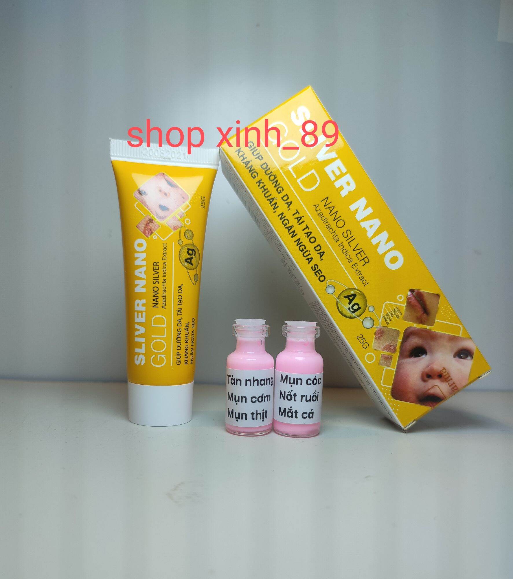 Com bo Tẩy nốt ruồi,mụn cóc, mụn thịt + Ngăn ngừa sẹo SLIVER NANO 25G ( hồng)