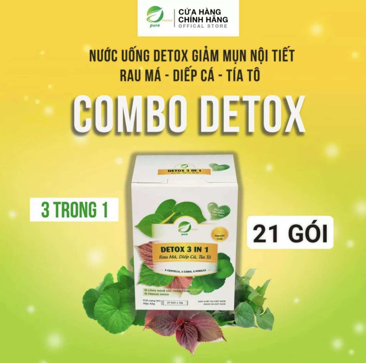1 hộp detox(21 gói_ rau má diếp cá tía tô)