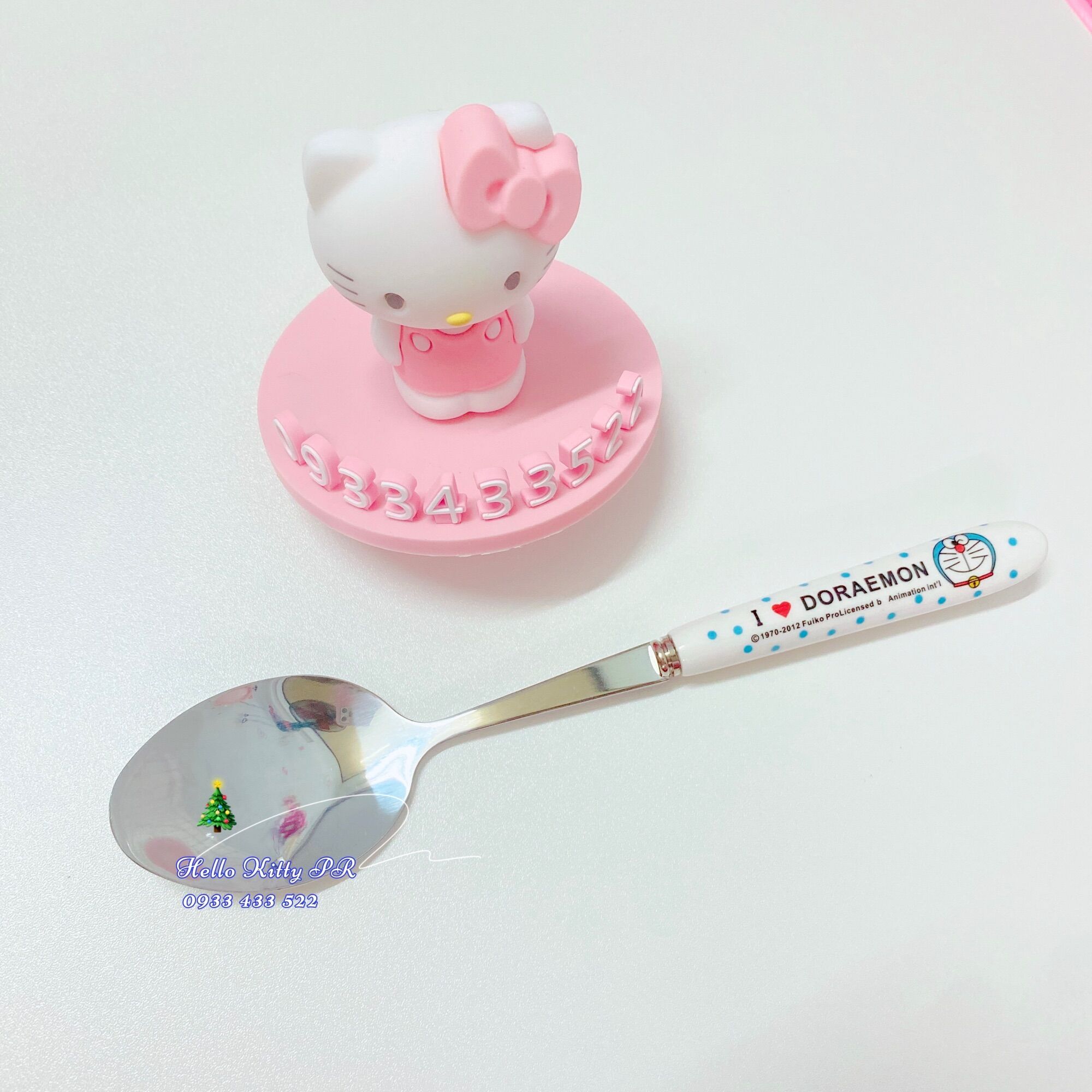 Muỗng đũa nĩa cán sứ Hello Kitty Doremon