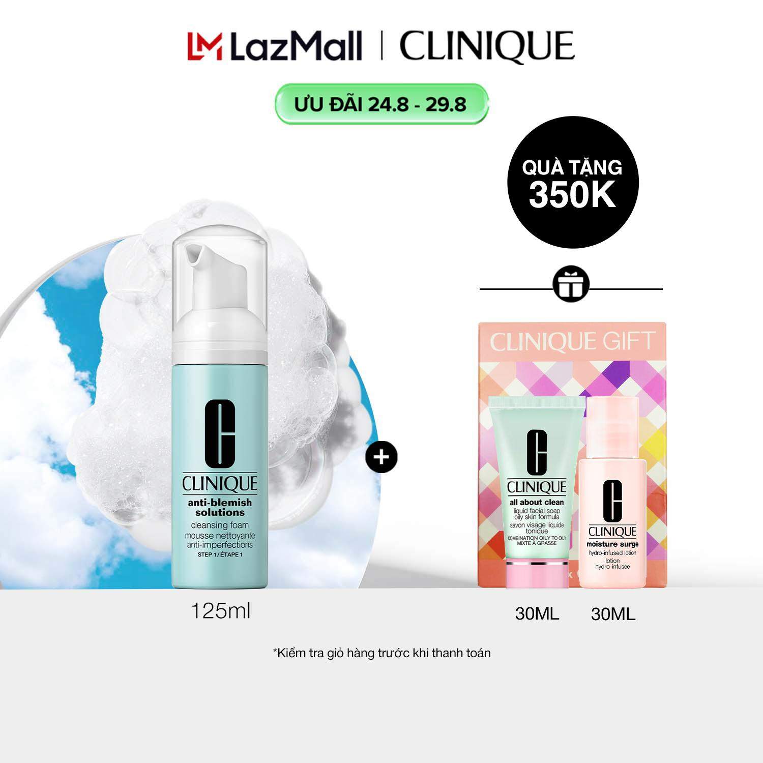 Sữa rửa mặt dạng bọt kiểm soát bã nhờn và giảm mụn Clinique Anti-Blemish Solutions Cleansing Foam 125ml