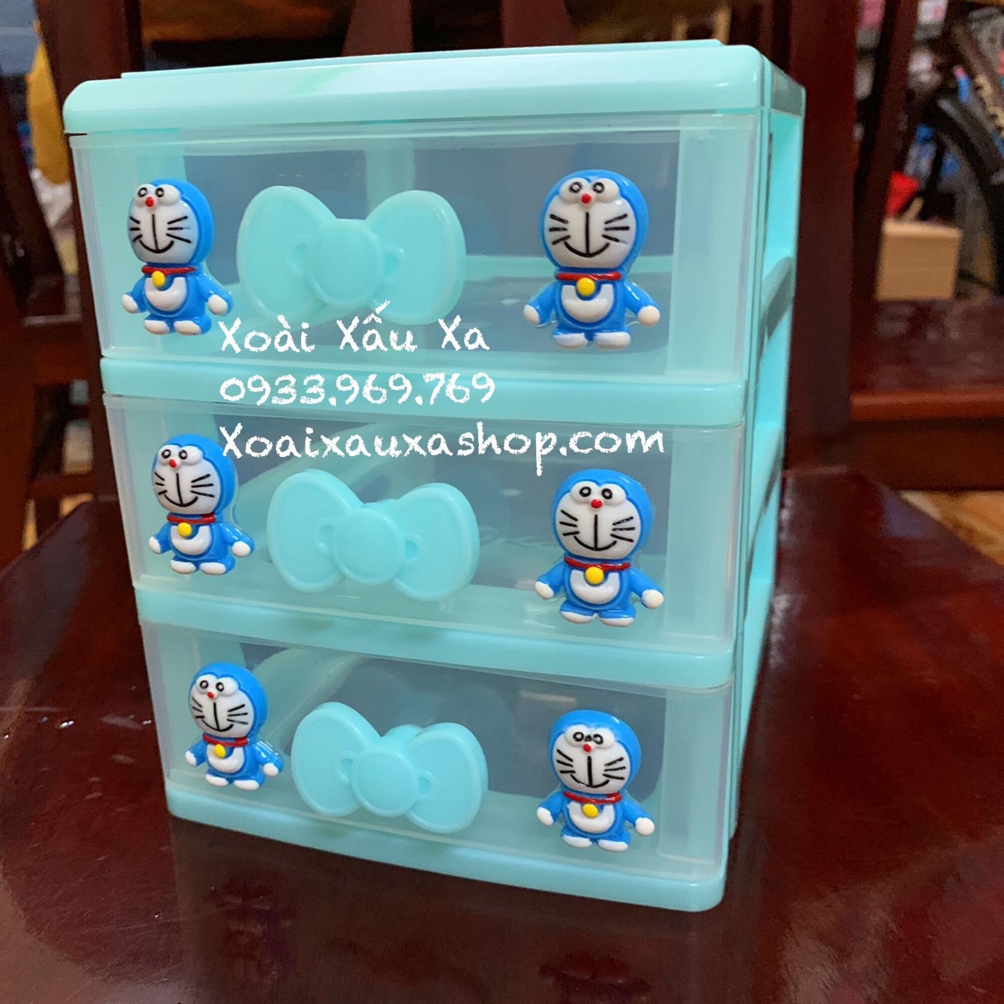Tủ nhựa mini 3 ngăn doraemon đẹp xinh- hộp nhựa 3 ngăn doraemon đựng mỹ phẩm đồ cá nhân... trang trí nhà cửa dễ thương đựng đồ đa năng nhỏ gọn tiện lợi Đoraemon 22*18cm