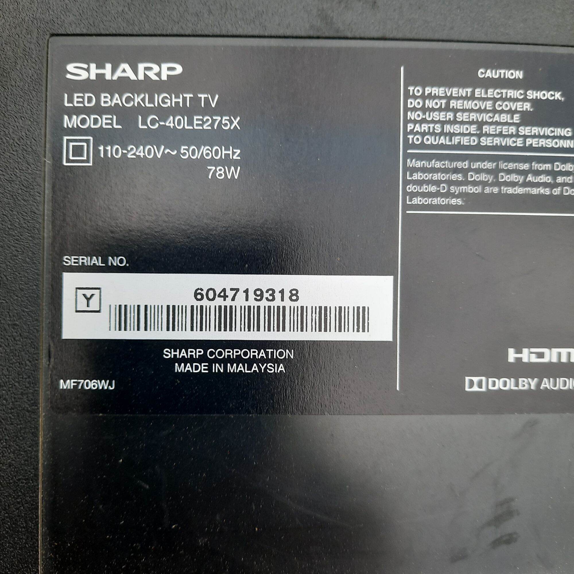 Bo xử lý tivi Sharp 40LE275