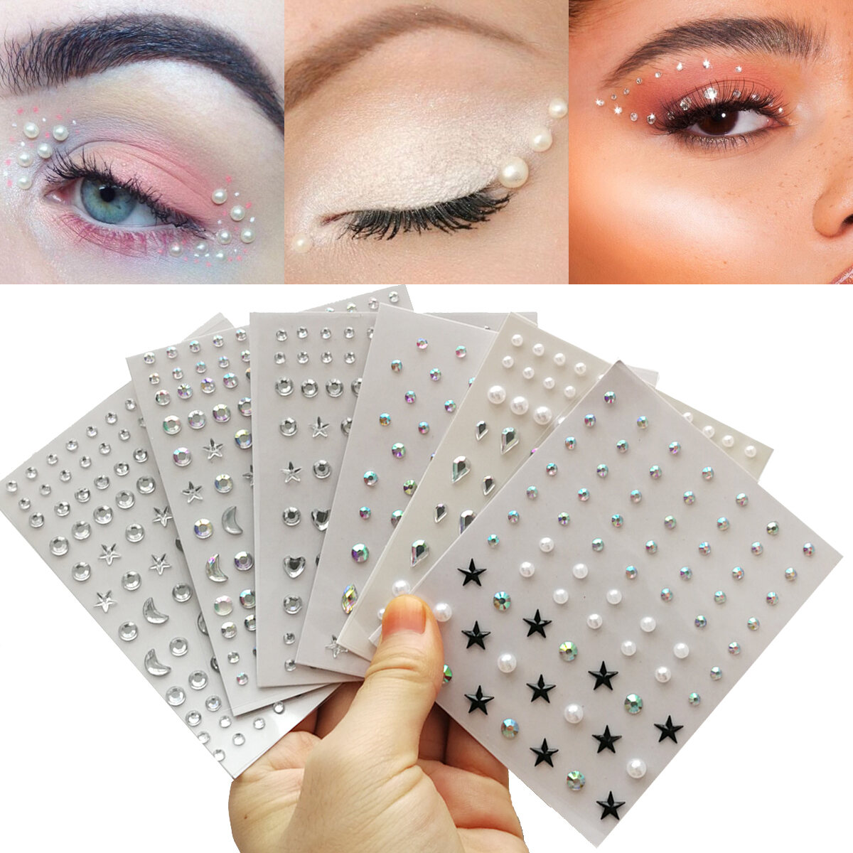 Mặt Lấp Lánh Kim Cương Giả Dán Tự Dính Cơ Thể & Phấn Mắt Bling Kim Cương Cho Tiệc Lễ Hội Trang Trí H