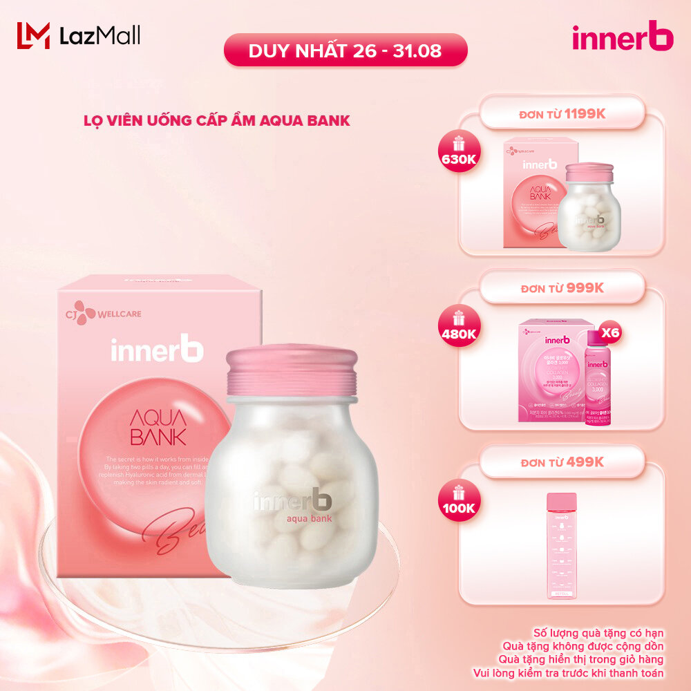 Thực phẩm bảo vệ sức khỏe InnerB Aqua Bank giữ ẩm cho da, 56 viên/lọ