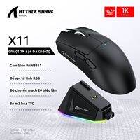 ATTACK SHARK X11 Chuột Gaming 1K Cảm Biến 3 Chế Độ Không Dây Có Dây Bluetooth Đèn RGB PAW3311 20 Triệu Nhấn Công Tắc TTC Siêu Nhẹ