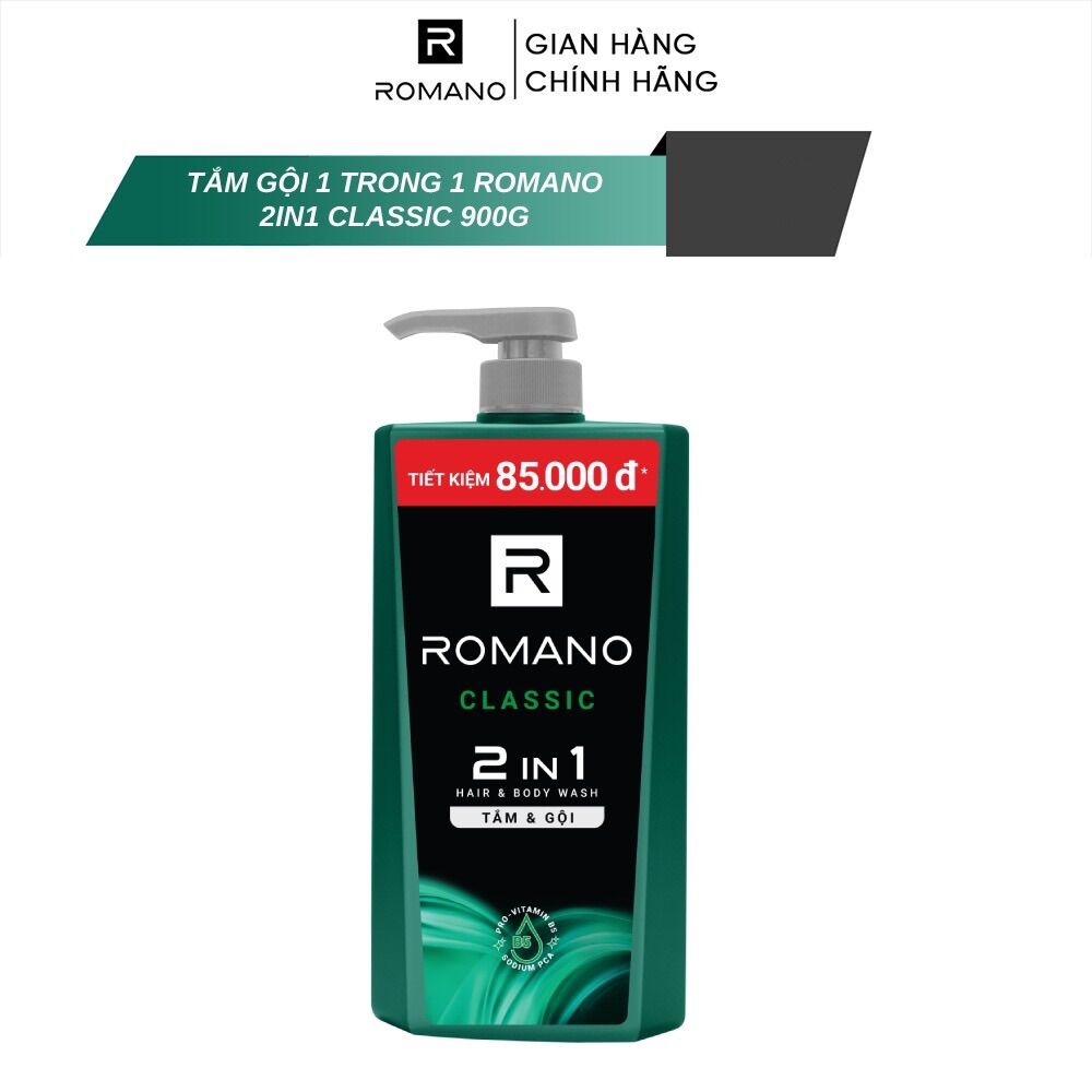 - tắm gội 2 trong 1 romano 2in1 900g classic